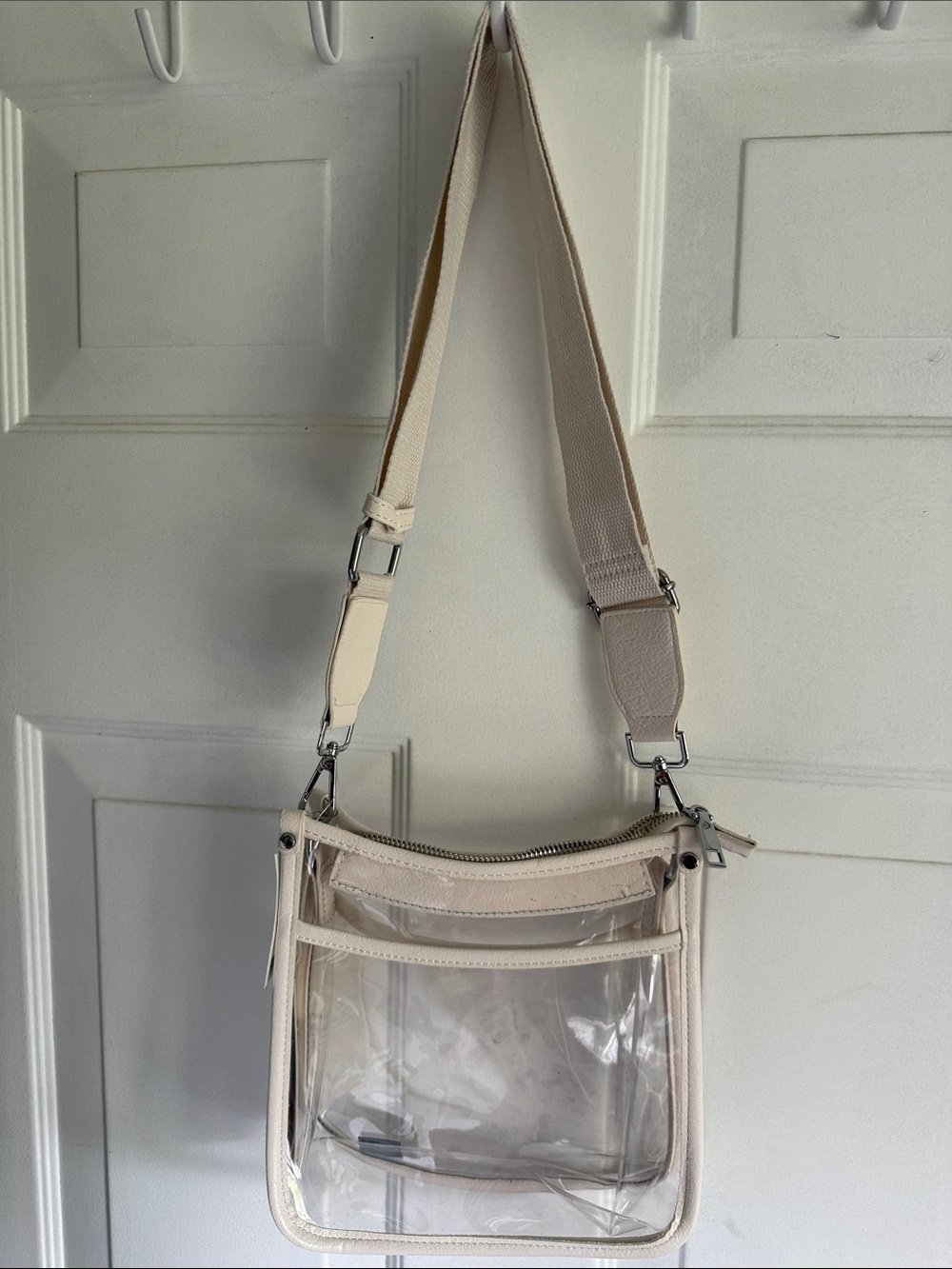 Madison West Clear Crossbody with Cream Trim and Adjustable Strap
